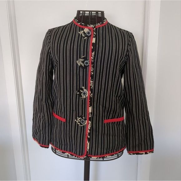 Vintage Koos of course unique red black white button down linen blazer size S - Picture 7 of 7